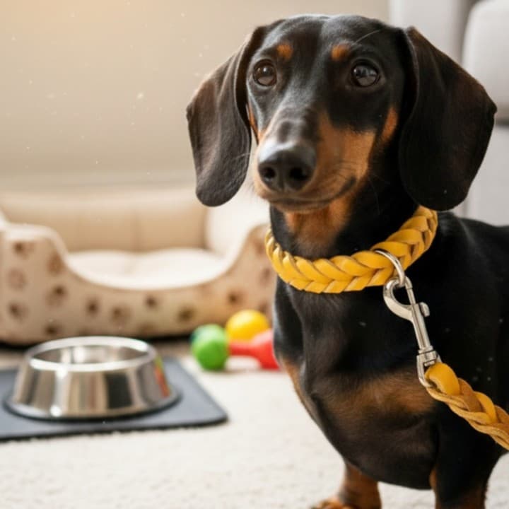 Set Collare e Guinzaglio in Cuoio Toscano per Cani